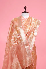 Golden Peach Handloom Tissue Silk saree