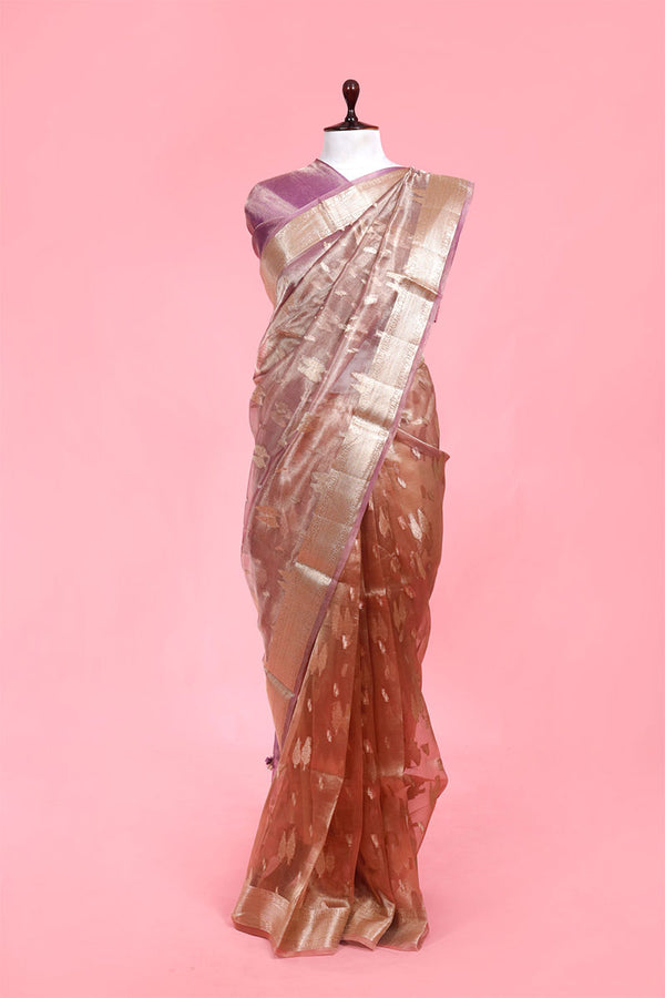 Rust Handloom Tissue Silk saree