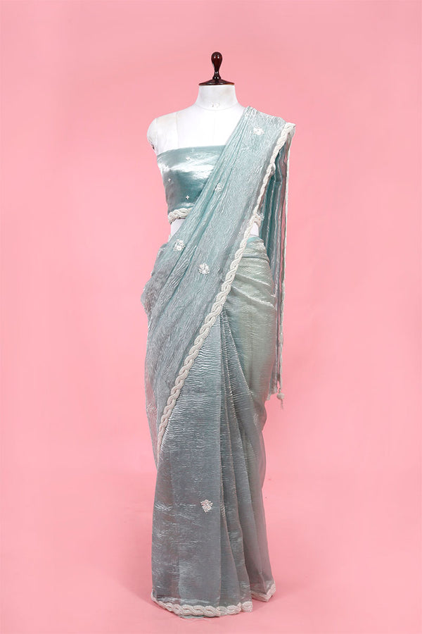 Embellished Crushed Tissue Silk Saree