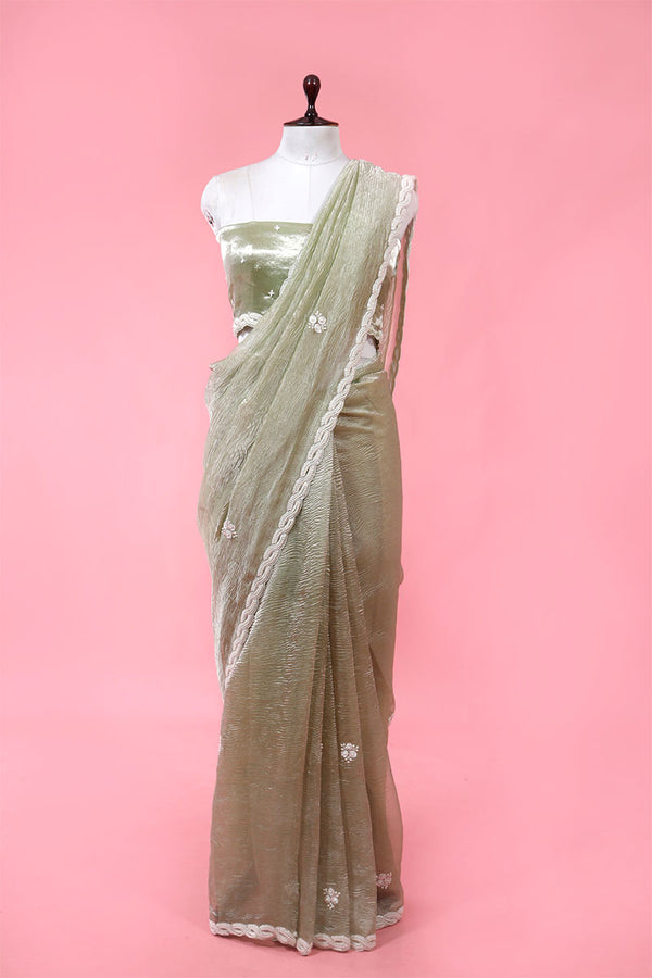 Embellished Crushed Tissue Silk Saree