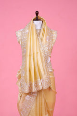 Butter Yellow Embellished Tissue Silk Saree