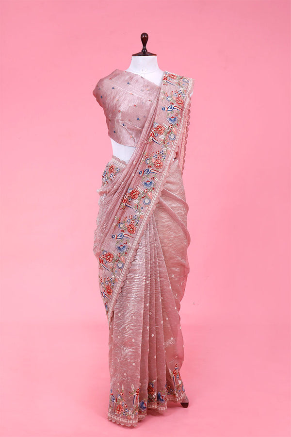 Rust Mauve saree, Tissue silk saree, Bollywood sari, wedding saree, party wear saree
