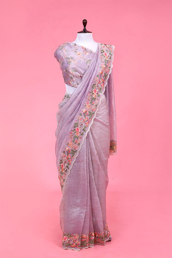 Buy Lilac Crush Tissue Silk Saree Online