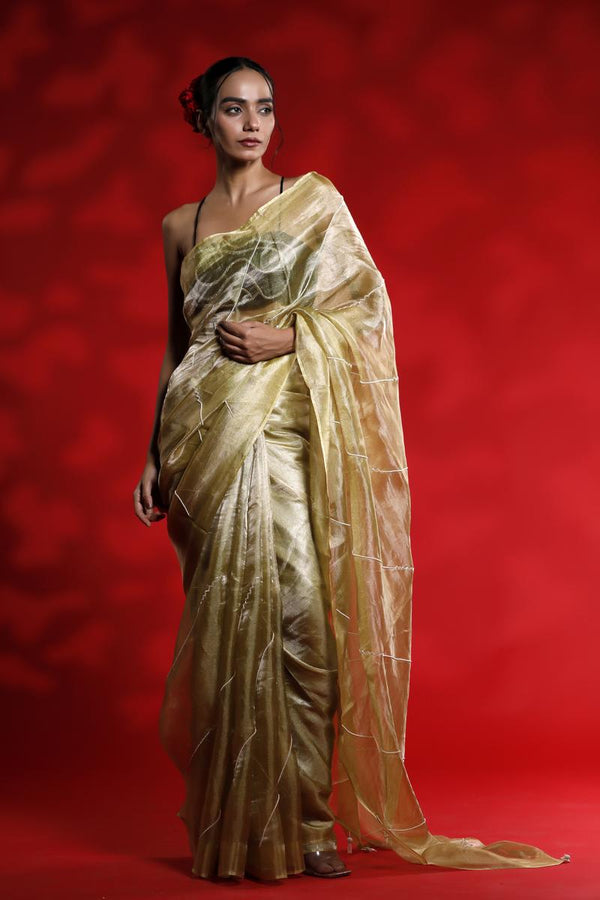 Banarasi Tissue Silk Saree, Golden saree, Tissue silk saree, Bollywood sari, wedding saree, party wear saree,  cocktail saree