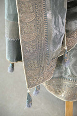 Silver Blue Tissue Silk Saree with Designer Blouse