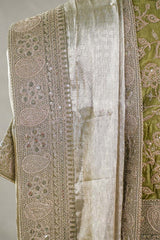 Heena Green Tissue Silk Saree with Designer Blouse