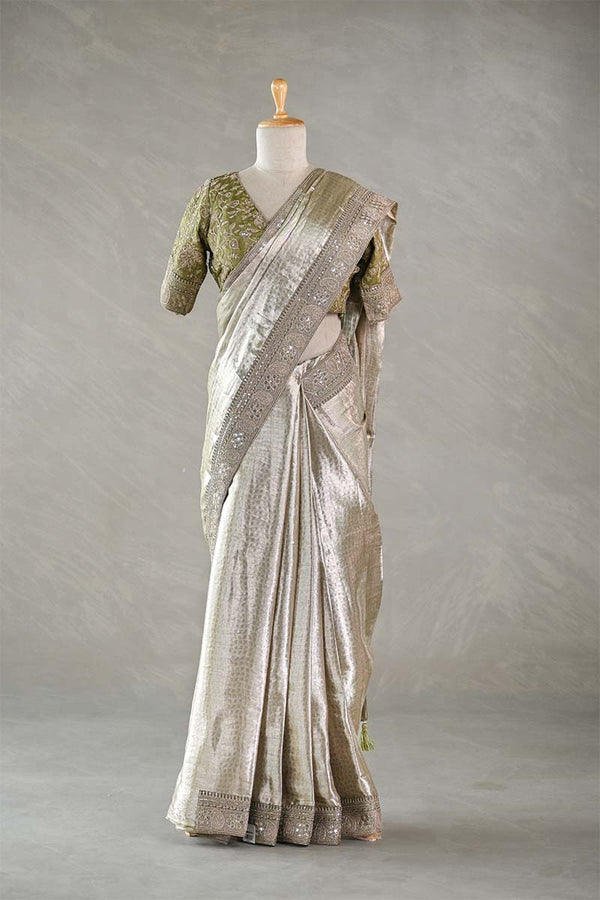 Banarasi Tissue Silk Saree, Heena Green  saree, Tissue silk saree, Bollywood sari, wedding saree, party wear saree, Wedding Saree