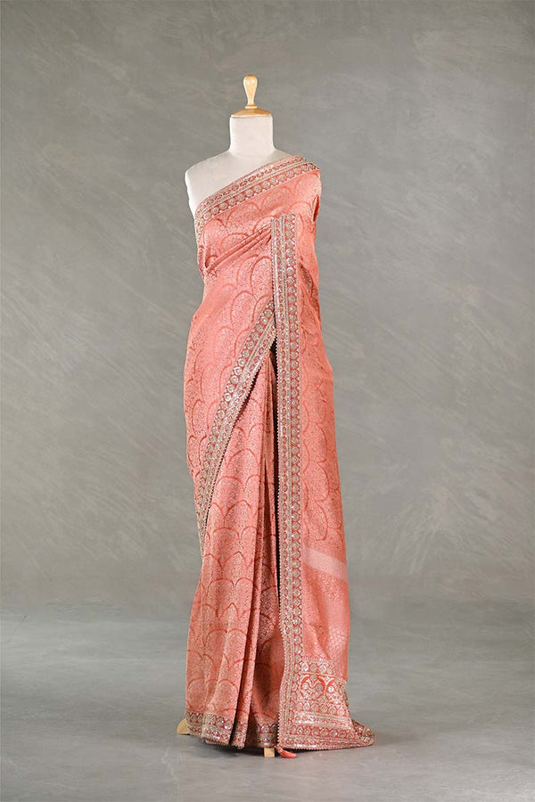 Banarasi Tissue Silk Saree, orange  saree, Tissue silk saree, Bollywood sari, wedding saree, party wear saree, Wedding Saree