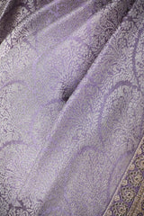 Lilac Tissue Silk Saree With Embellished Lace Border