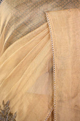 Golden Tissue Silk Saree with Cutdana and Sequin Hand Embroidery