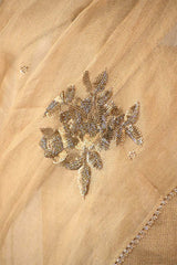 Golden Tissue Silk Saree with Cutdana and Sequin Hand Embroidery