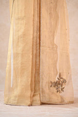 Golden Tissue Silk Saree with Cutdana and Sequin Hand Embroidery