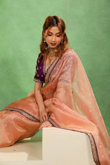 Peach Tissue Silk Saree with Roopa Sona Buti