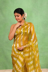 Light Green Tissue Silk Party Wear Saree With Sequins Work