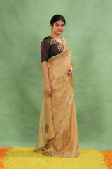 Golden Kota Tissue Silk Saree with Cutdana and Sequin Buti