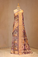 Lilac Tissue Silk Saree with Resham Floral Jaal