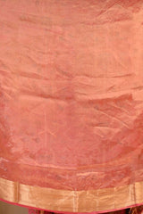 Red Tissue Silk Saree with Resham Woven Floral Jaal
