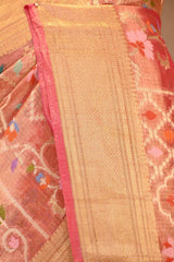 Red Tissue Silk Saree with Resham Woven Floral Jaal