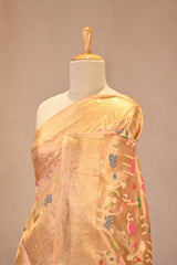 Gold Tissue Silk Saree with Resham Woven Floral Jaal