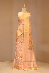 Gold Tissue Silk Saree with Resham Woven Floral Jaal
