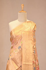 Gold Tissue Silk Saree with Resham Woven Floral Jaal