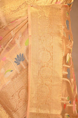 Gold Tissue Silk Saree with Resham Woven Floral Jaal