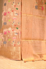 Gold Tissue Silk Saree with Resham Woven Floral Jaal