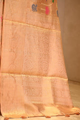 Gold Tissue Silk Saree with Resham Woven Floral Jaal