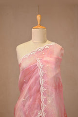 Pink Tissue Silk Saree with Pearl Embellished Buti
