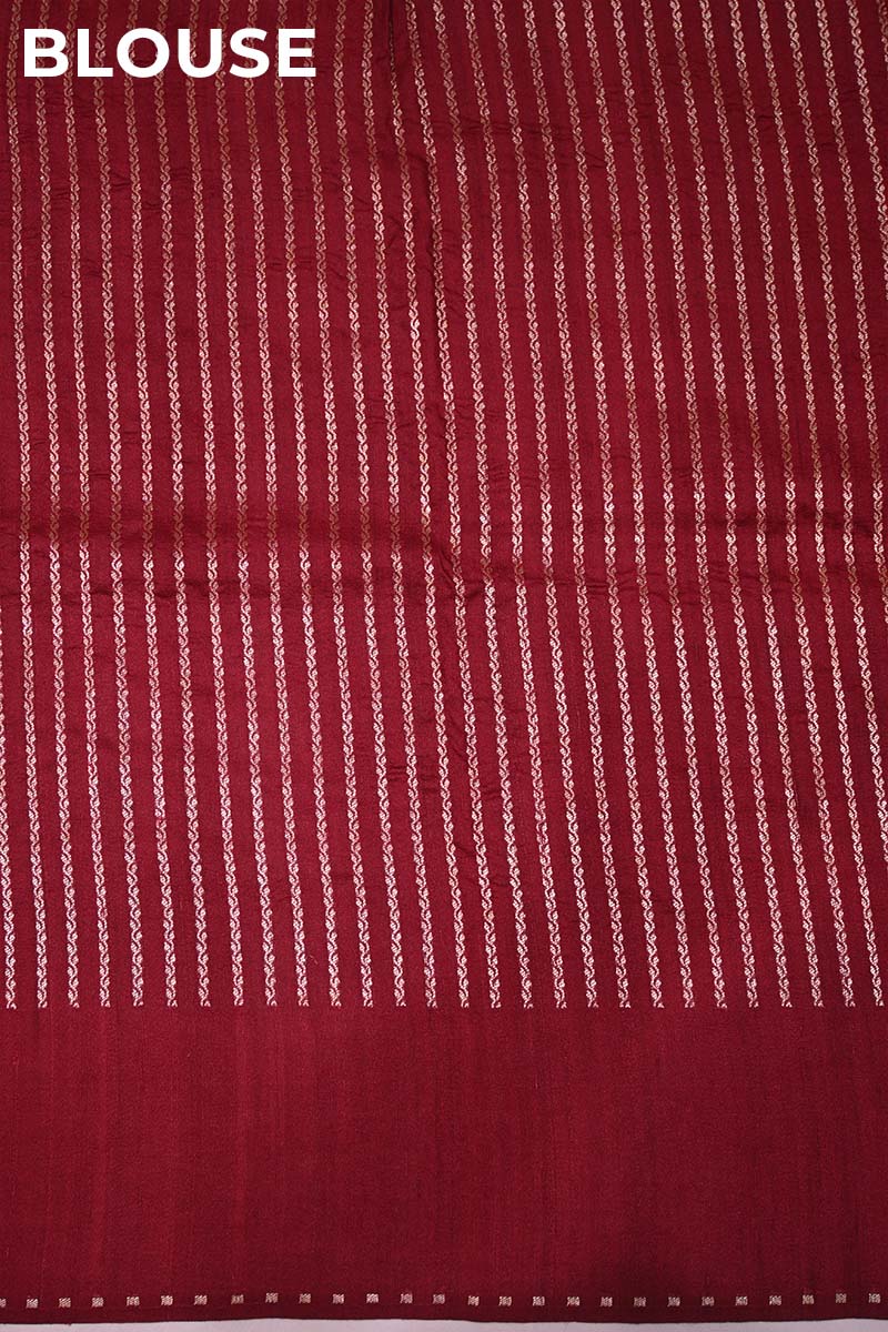 Maroon Tussar Khaddi Silk Saree with Meenakari Floral Work