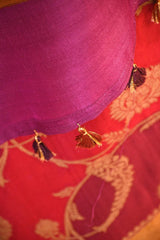 Magenta Banarasi Tussar Khaddi Silk Saree with Rangkat Floral Work