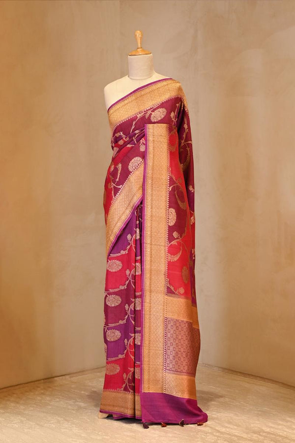 Magenta saree, Tussar silk saree, khaddi saree, Banarasi saree, party wear saree, Wedding Saree