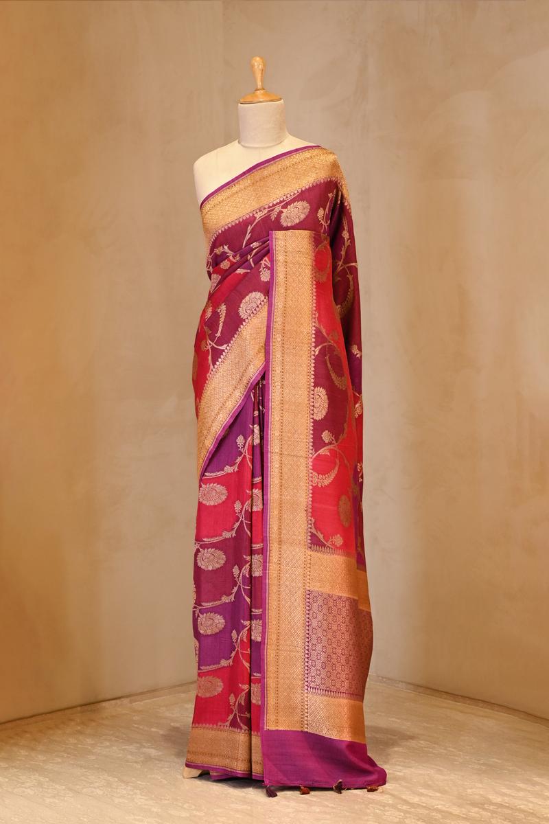 Magenta saree, Tussar silk saree, khaddi saree, Banarasi saree, party wear saree, Wedding Saree