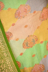 Green Rangkat Banarasi Tussar Khaddi Silk Saree With Hand-Brush Work