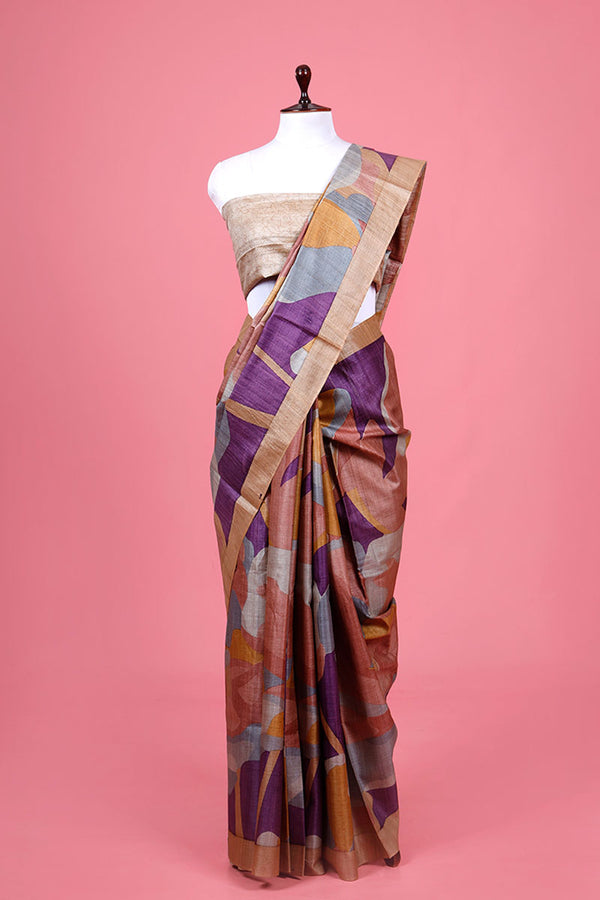 Multicolored Printed Tussar Silk Saree By Chinaya Banaras