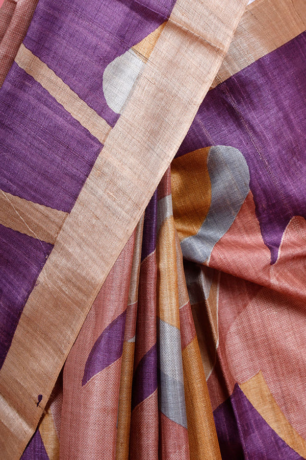 Multicolored Printed Tussar Silk Saree