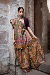Buy Mustard Tussar Silk Saree Online