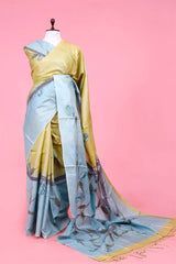 Green saree, Tussar silk saree, handloom saree, party wear saree, Wedding Saree