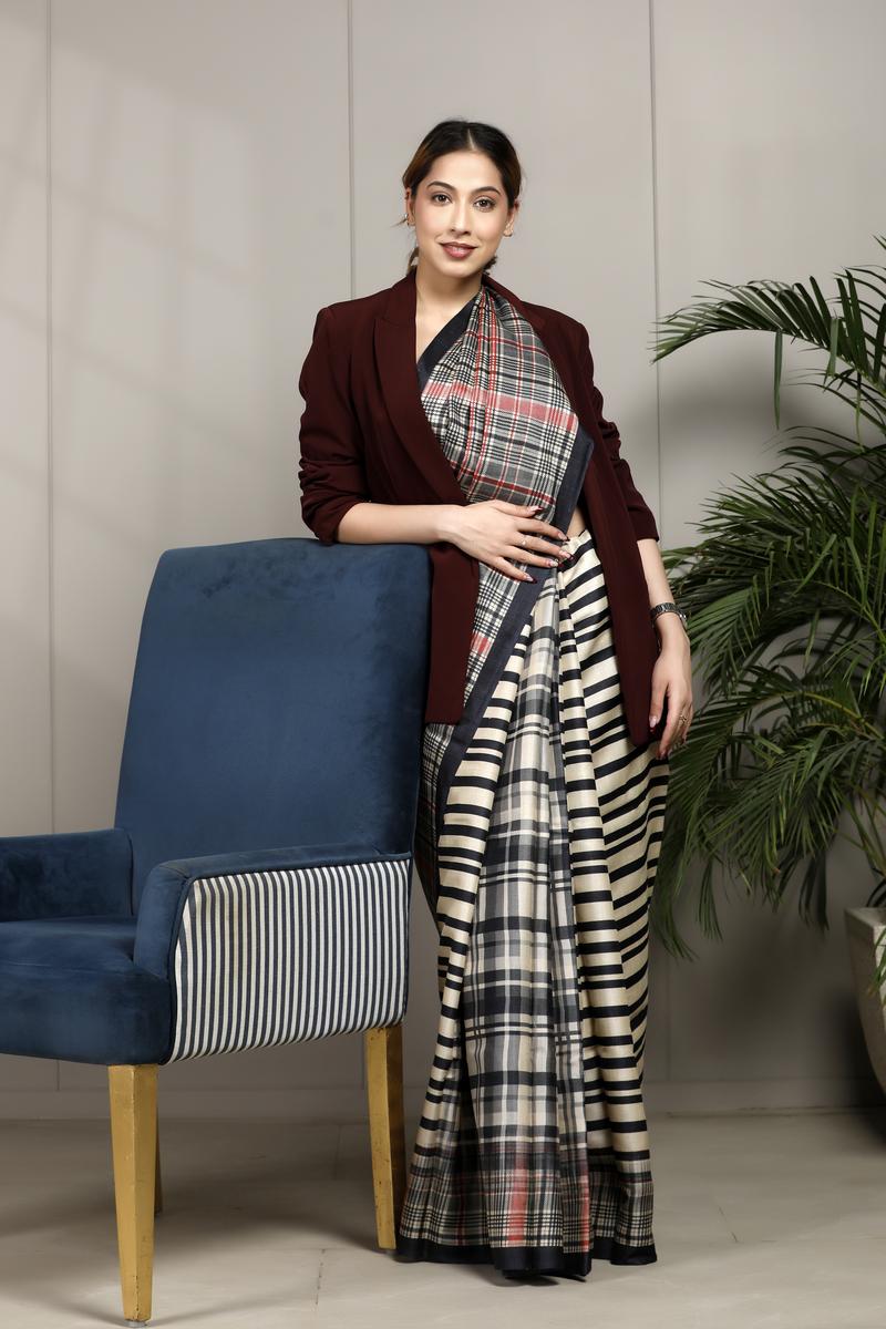 Black saree, Tussar silk saree, handloom saree, party wear saree, Wedding Saree