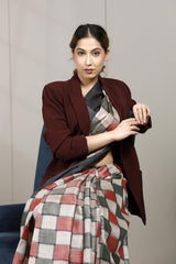 Charcoal Black Tussar Silk Saree -Office Wear