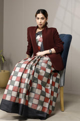 Charcoal Black Tussar Silk Saree -Office Wear