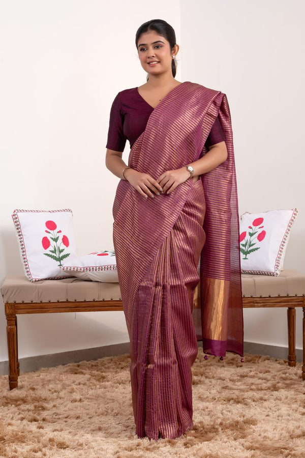 Mauve saree, Tussar silk saree, handloom saree, party wear saree, Wedding Saree