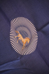 Denim Blue Tussar Silk Saree with Ashwamedh Motif