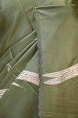 Matte Green Tussar Silk Saree with Applique Floral Work