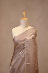 Mauve Tussar Silk Saree with Applique Floral Work
