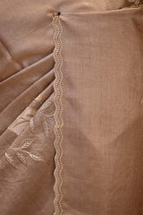 Mauve Tussar Silk Saree with Applique Floral Work