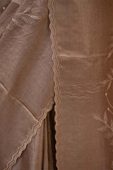 Mauve Tussar Silk Saree with Applique Floral Work