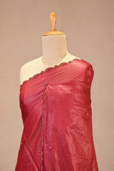 Maroon Tussar Silk Saree with Pitta Zari and Applique Work