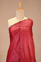 Maroon Tussar Silk Saree with Pitta Zari and Applique Work