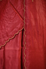 Maroon Tussar Silk Saree with Pitta Zari and Applique Work